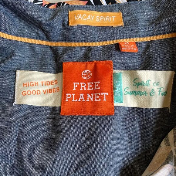 NWT Free Planet Tropical Palm Leaf Button Up Shirt Men's Size 1X Short Sleeve - Picture 11 of 12
